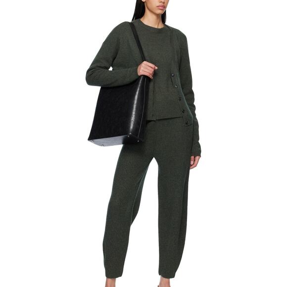 Lisa Yang Abby Cardigan Button V Neck 100% Cashmere Olive Green Size 0 XS NWT - Picture 1 of 16
